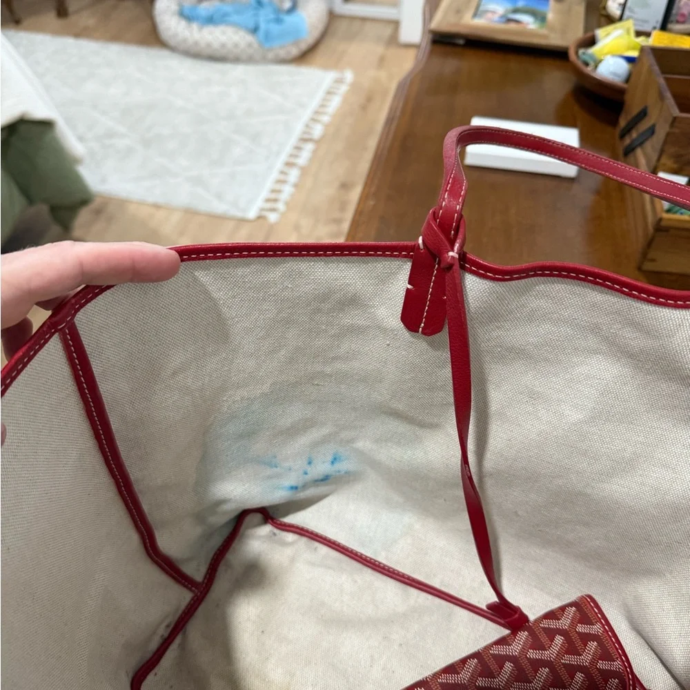 Goyard Red Chevron Tote Bag - Picture 6 of 7